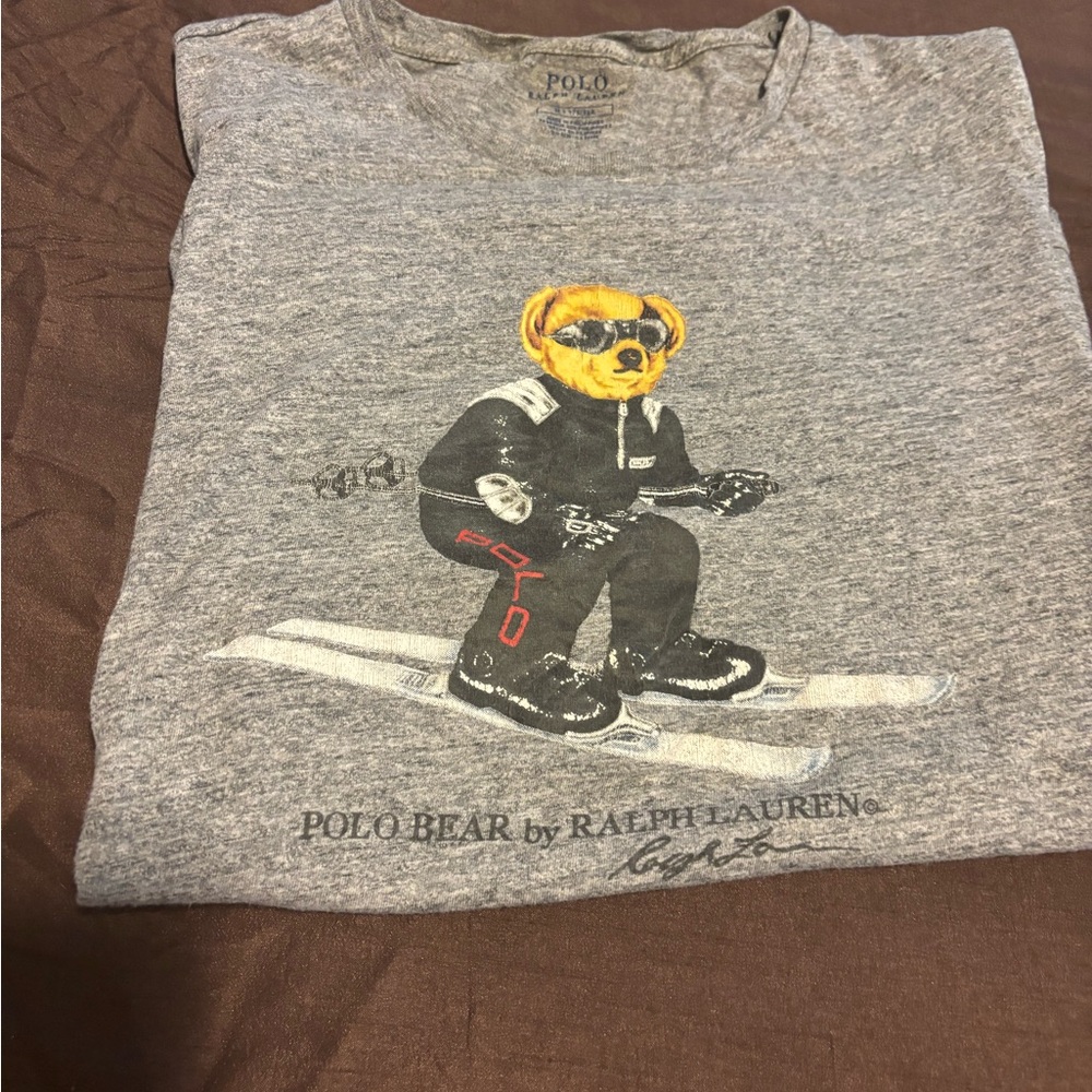 Polo by Ralph Lauren Gray Tee with Bear Graphic